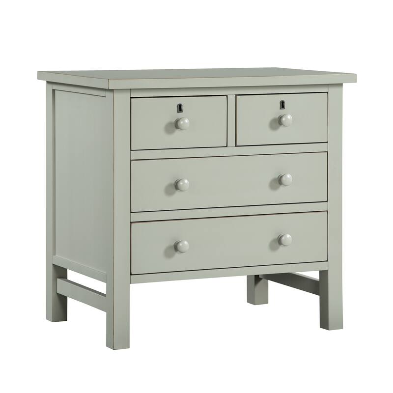 4- Drawer Nightstand with Dovetail Construction and Wooden Knobs