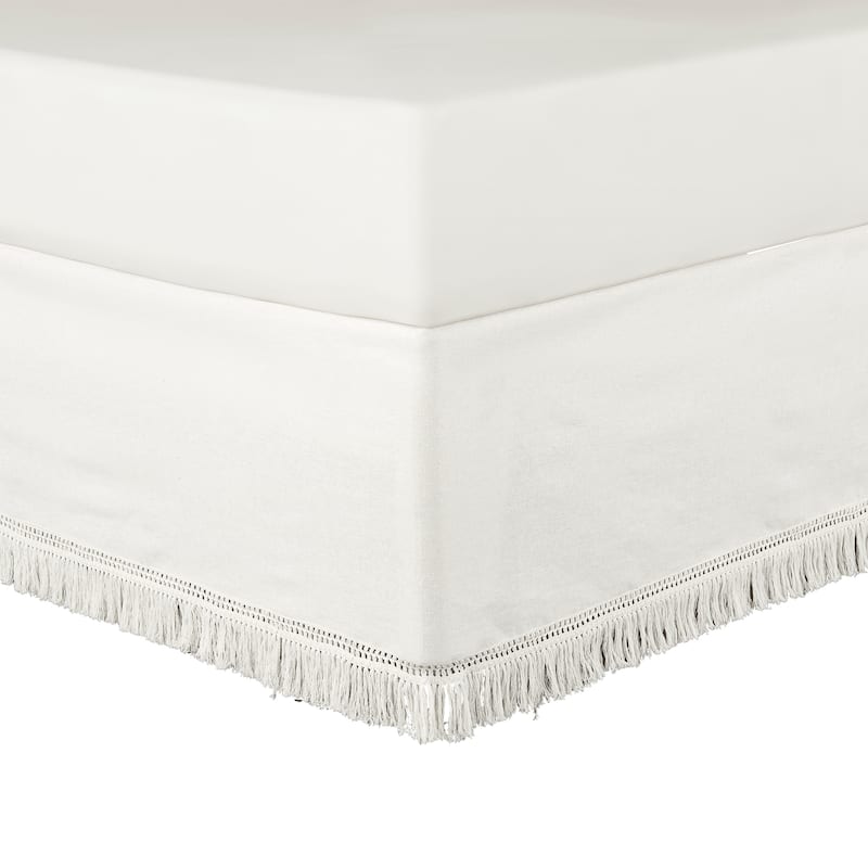 Lush Decor Boho Fringe 15-Inch Tailored Drop Easy Fit Bedskirt