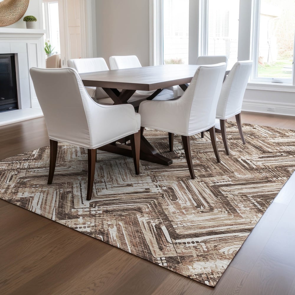 Machine Washable Indoor/ Outdoor Chantille Modern Chevron Rug