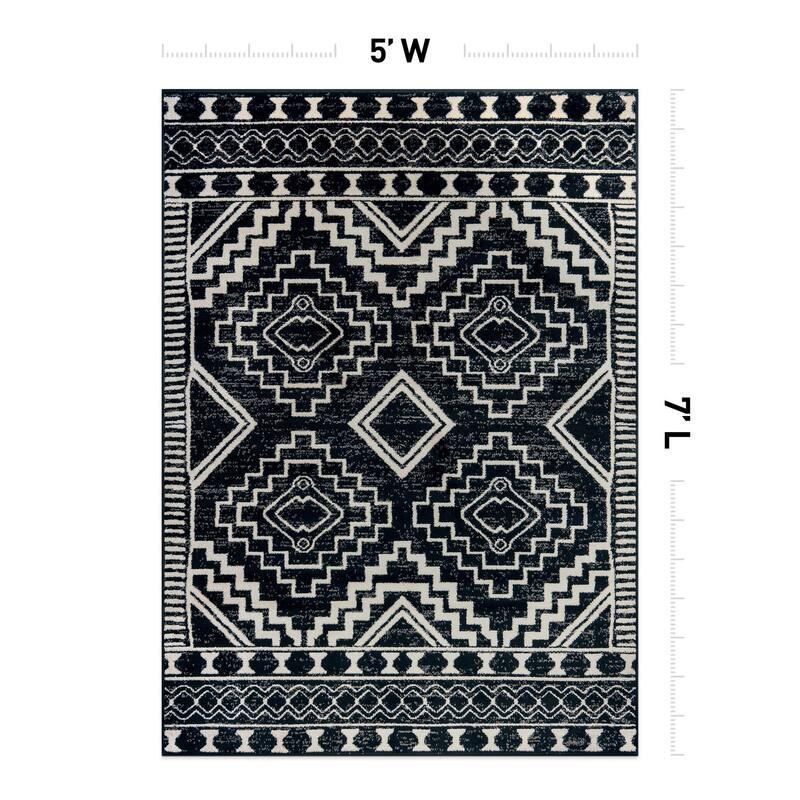 Transitional Bohemian Area Rug, Pet Friendly for Bedroom & Living Room