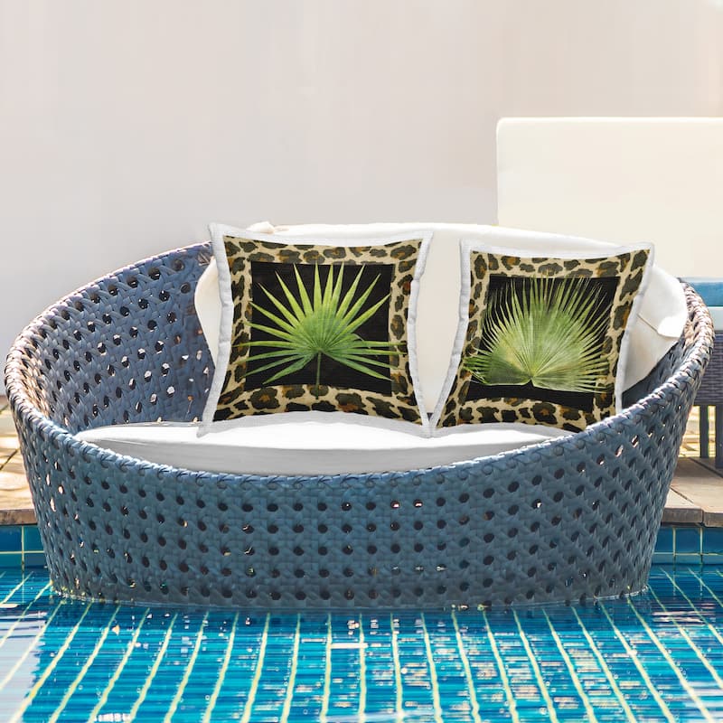 Stupell Animal Pattern Leaves Printed Outdoor Throw Pillow Design by Alonzo Saunders (Set of 2)
