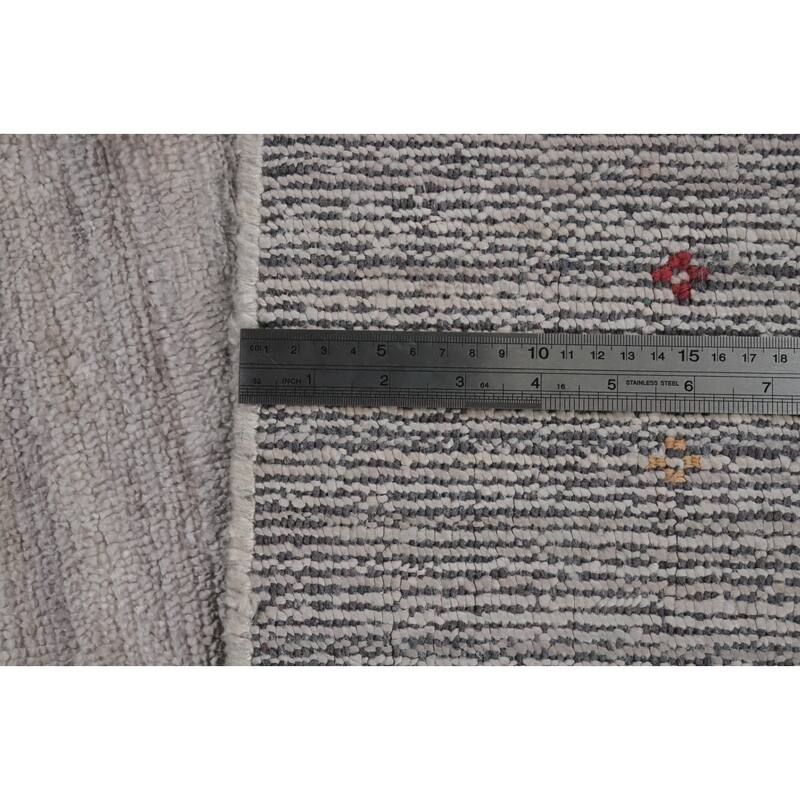 Hand Knotted Oriental 100% Wool Carpet Tribal Tribal Greys & Charcoal Gabbeh Area Rug - 12' 2'' X 9' 1''