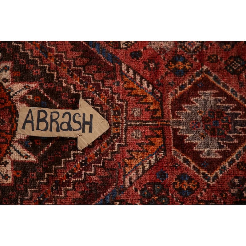 Tribal Qashqai Persian Vintage Area Rug Hand-Knotted Wool Carpet - 5'4"x 8'8"