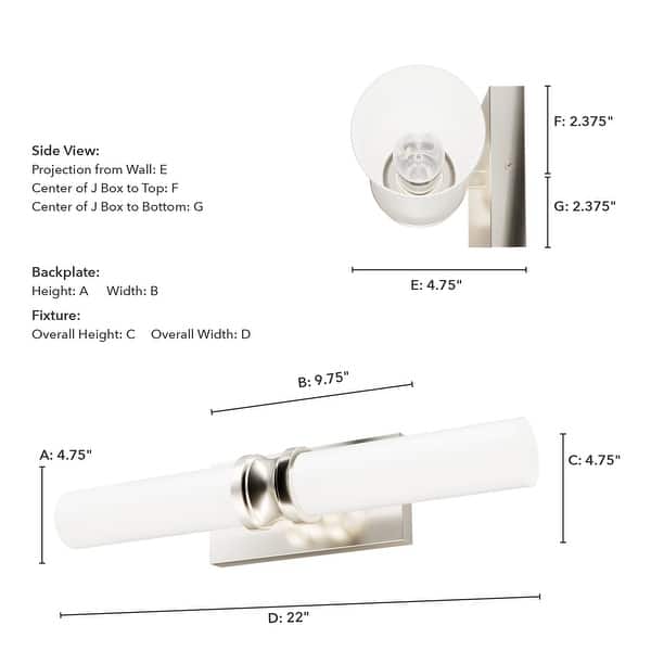 dimension image slide 6 of 12, Hunter Lenlock Vanity Wall Light - Art Deco, Damp Rated