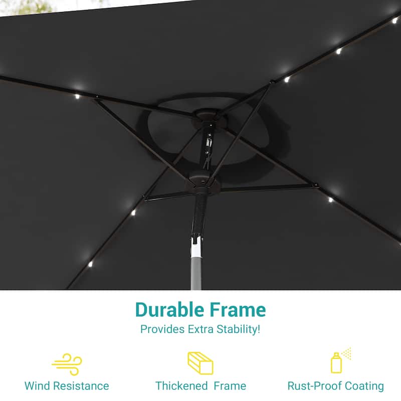 BONOSUKI 6.5x6.5Ft LED Patio Market Umbrella Weather-Resistant Frame