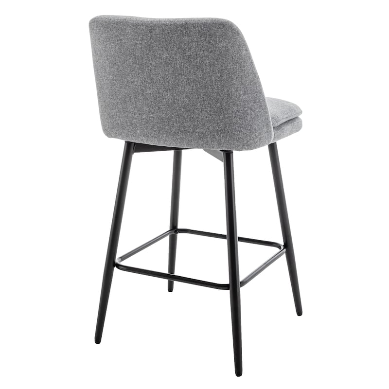Counter Height Swivel Bar Stools Set of 2, 360°Swivel Upholstered Barstools with Back and Metal Legs, 25.6" Seat Height