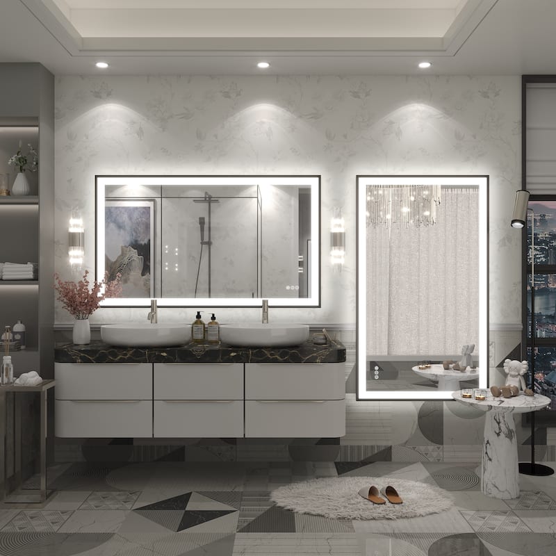 Extra Large Black Frame LED Bathroom Vanity Mirror with 3 Years Warranty and UL Certified
