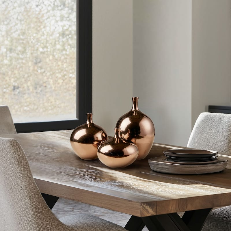 Madison Park Signature Ansen Mirrored Ceramic Decorative Vases 3-piece Set - N/A