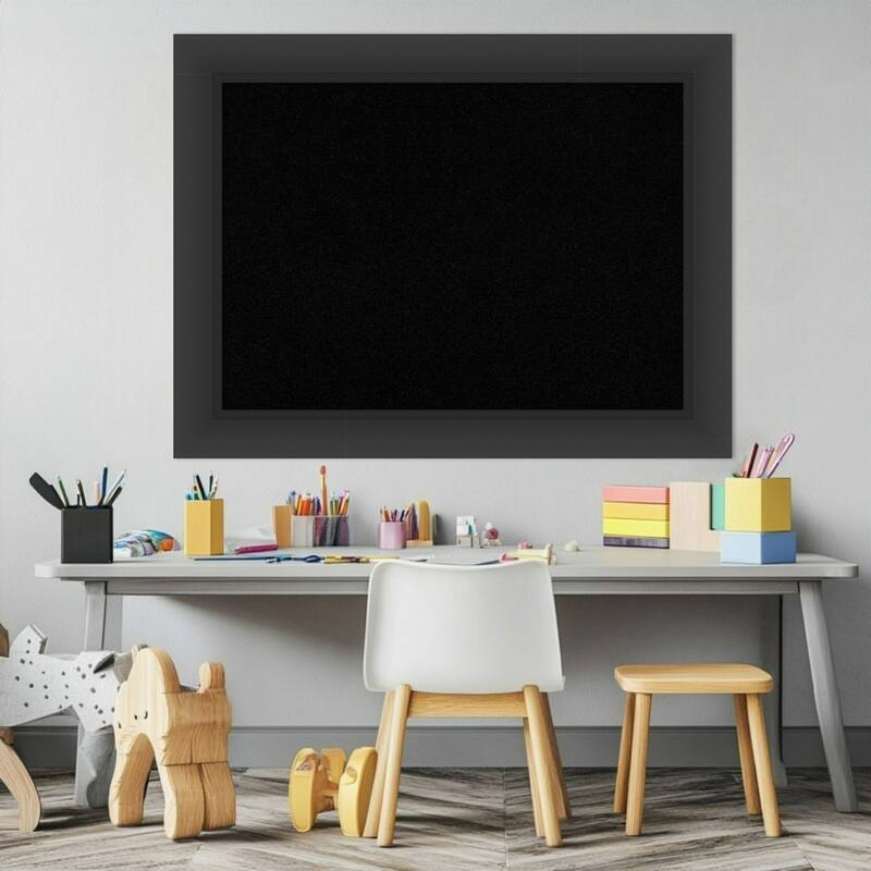 Sloped Black Framed Cork Board - Bulletin Board, Organization Board, Pin Board