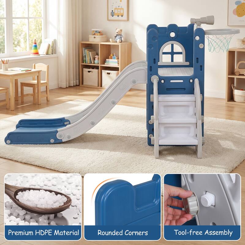 Costway 6 in 1 L-shaped Toddle Slide for Toddlers Age 1-3 Baby Slide