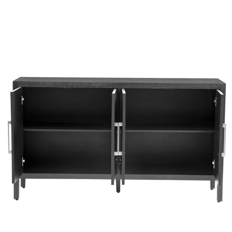 Sideboard Cabinet with 4 Doors, Large Capacity Wooden Storage Cabinet, Buffet Cabinet with 4 Metal Handles & Adjustable Shelves