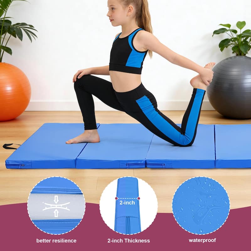 Zenova Gymnastics Mat 4FT x 8F Folding Exercise Mat 6 Panel Thick Tumbling Mats - 8FT