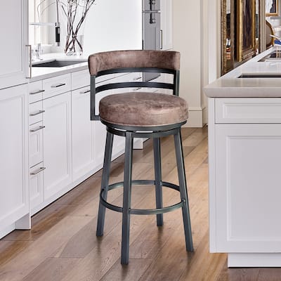 Titana 26-inch Metal Swivel Counter Height Barstool in Faux Leather