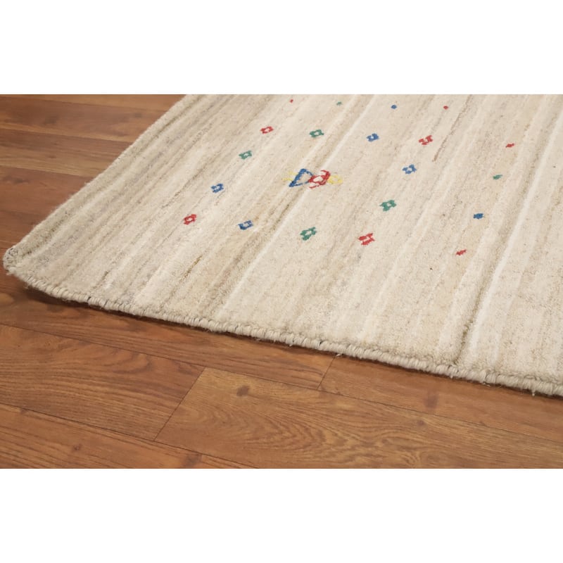 Hand Knotted Oriental Viscose Silk Carpet Tribal Animal Pictorial Beige & Ivories Gabbeh Area Rug - 11' 10'' X 8' 10''