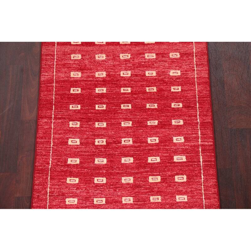 Oriental Gabbeh Kashkoli Wool Runner Rug Hand-knotted Staircase Carpet - 2'9" x 8'1"