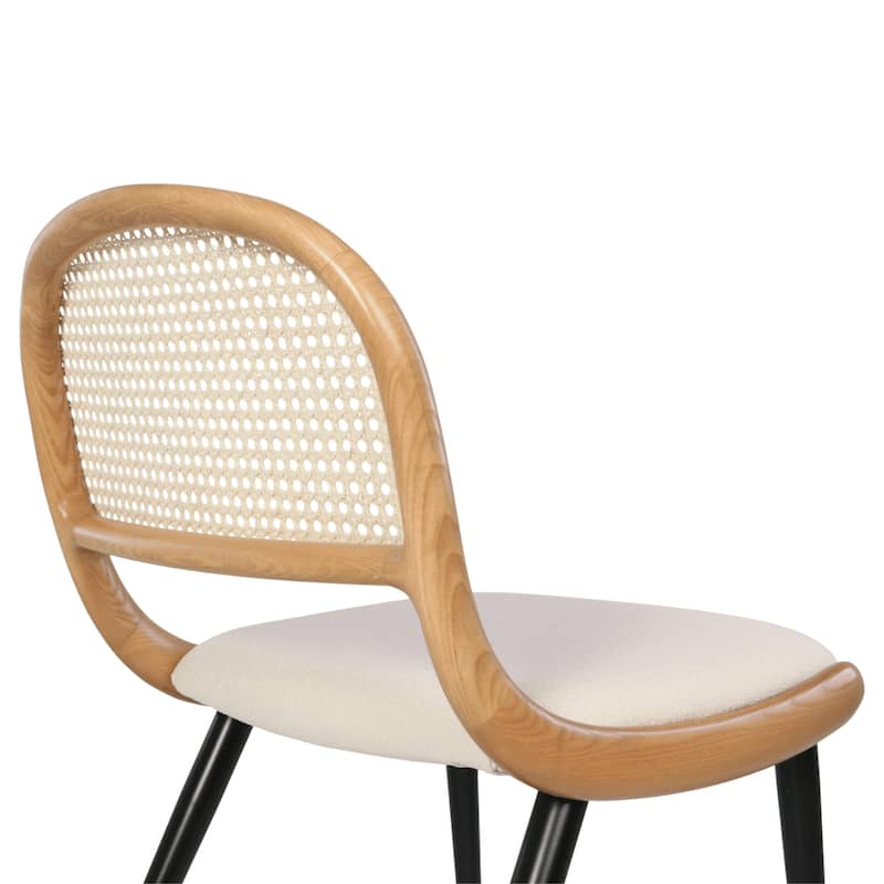 Breuer Chair Company Giola Dining Side Chair w/ Padded Seat Ash Wood Cane Back & Steel Legs (Variations; Made in Italy)