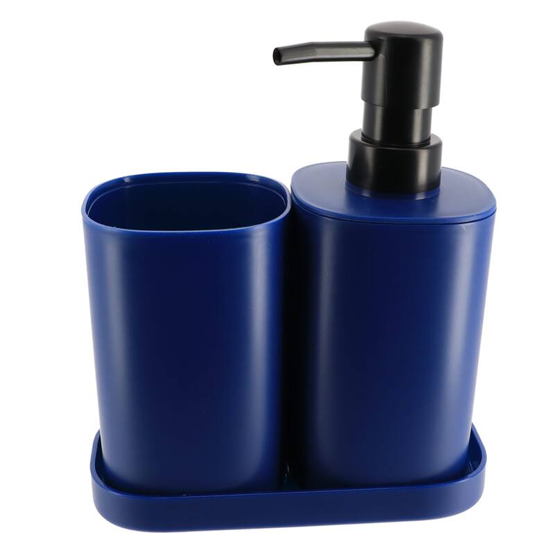 Bathroom Set - Includes Tumbler, Soap Dispenser and Soap Dish - Set of 3 Accessories - Royal Blue