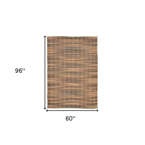 HomeRoots 5' X 8' Tan And Red Jute Geometric Flatweave Handmade Area ...