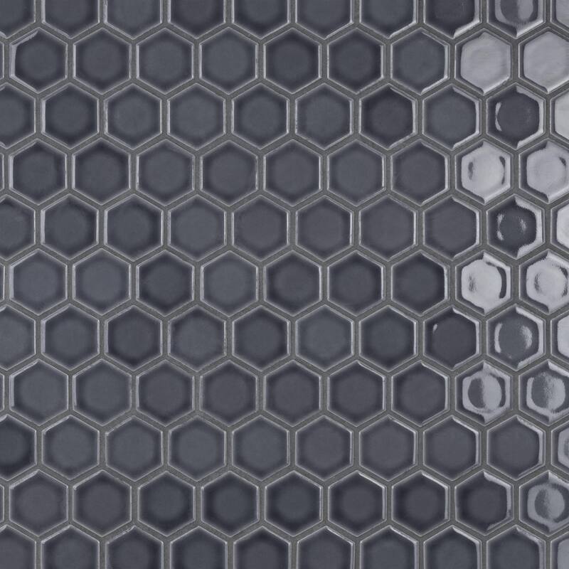 Merola Tile Hudson Due 2" Hex Imperial Grey 10-7/8" x 12-5/8" Porcelain Floor and Wall Tile