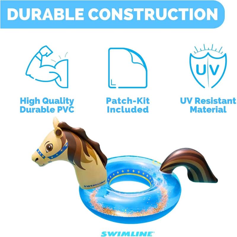 Inflatable Hobby Horse Glitter Swimming Pool Ring - 60"