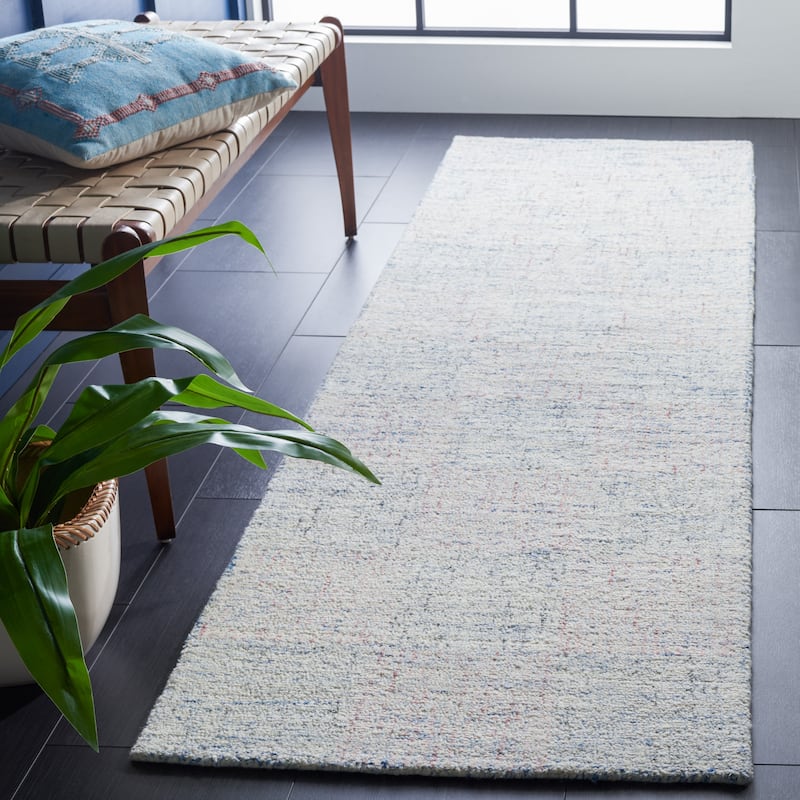 SAFAVIEH Handmade Metro Nunu Wool Rug - 2'3" x 8' Runner - Blue/Ivory