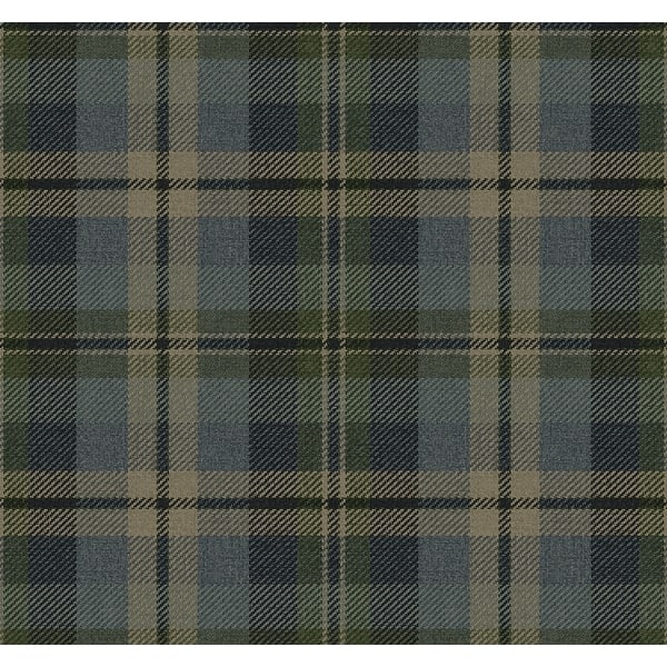 slide 2 of 35, Harry & Grace Thornbury Tailored Plaid Peel and Stick Wallpaper 20.5 in. W x 18 ft. L - Deep Sea