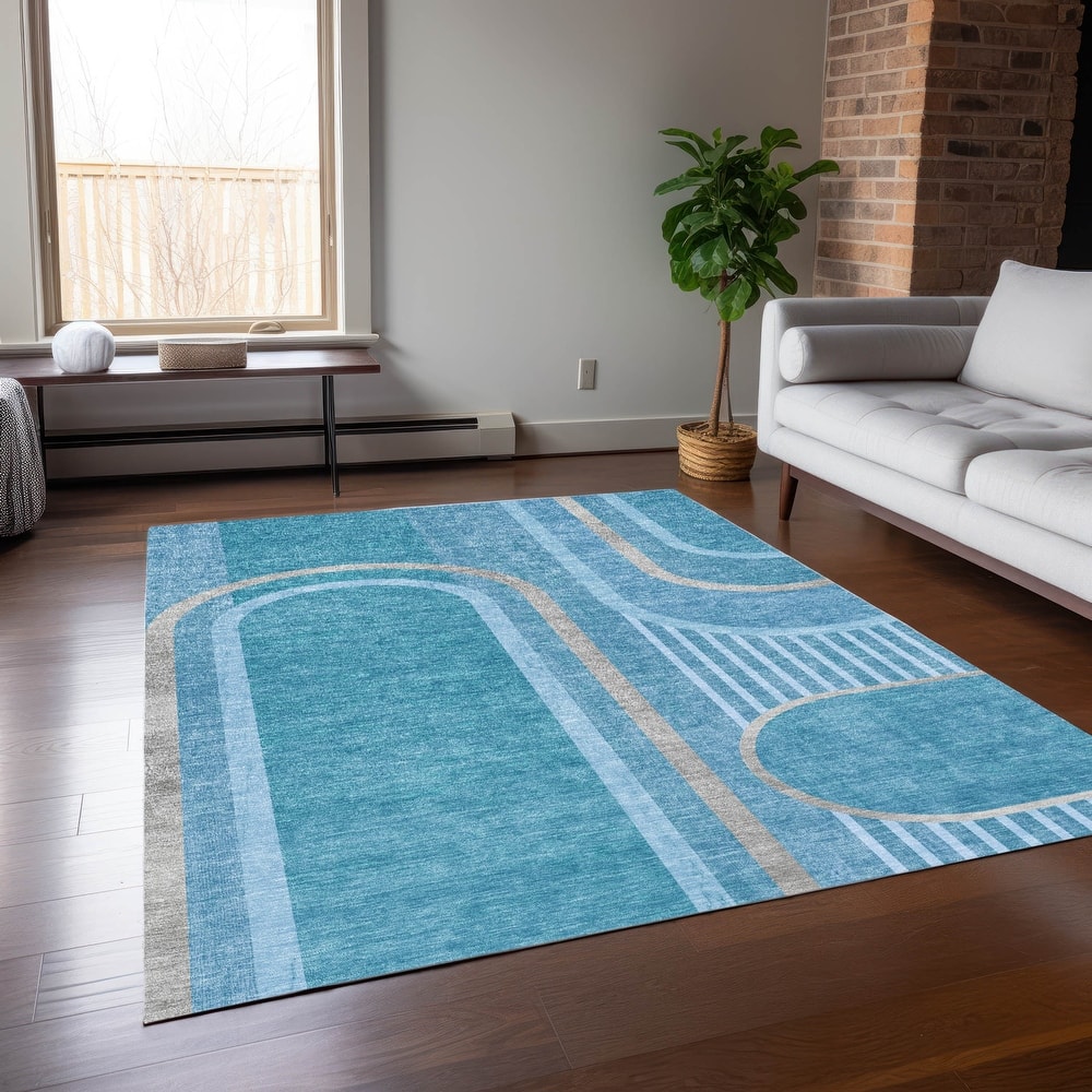Machine Washable Indoor/ Outdoor Chantille Mid Century Modern Rug