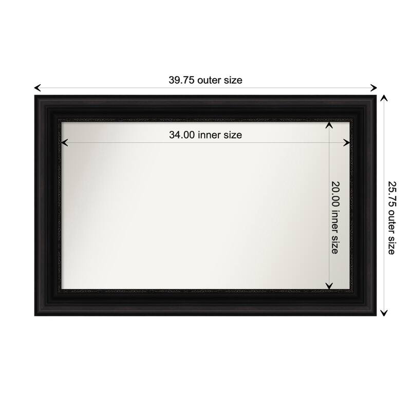 Parlor Black Framed Non-Beveled Custom Wall Mirror, Bathroom Vanity Mirror - Outer Size: 39.75 x 25.75