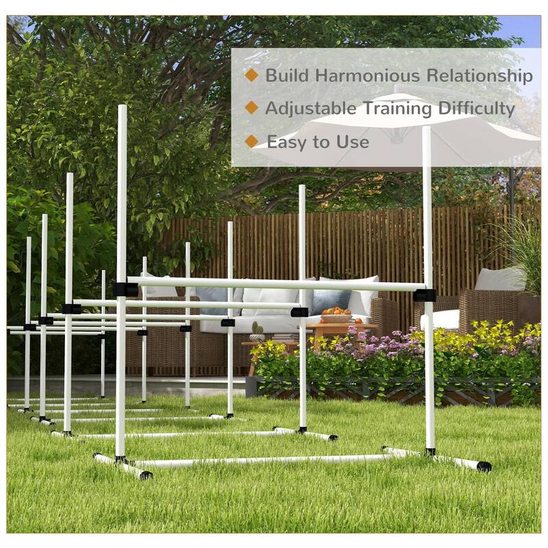 6PCS Dog Agility Set with Adjustable Height Jump Bars, Carry Bag