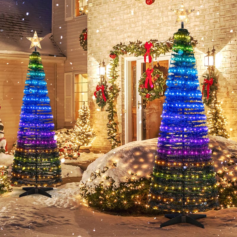 Gymax 6FT Retractable Smart Celebration Christmas Tree Pop-Up Decor w/