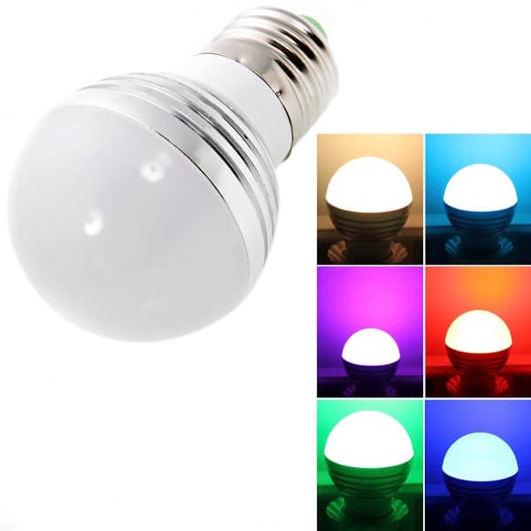 makkelijk te gebruiken Rekwisieten Prestige E27 3W LED RGB Light Bulb with Remote Control - White - Overstock - 32390046