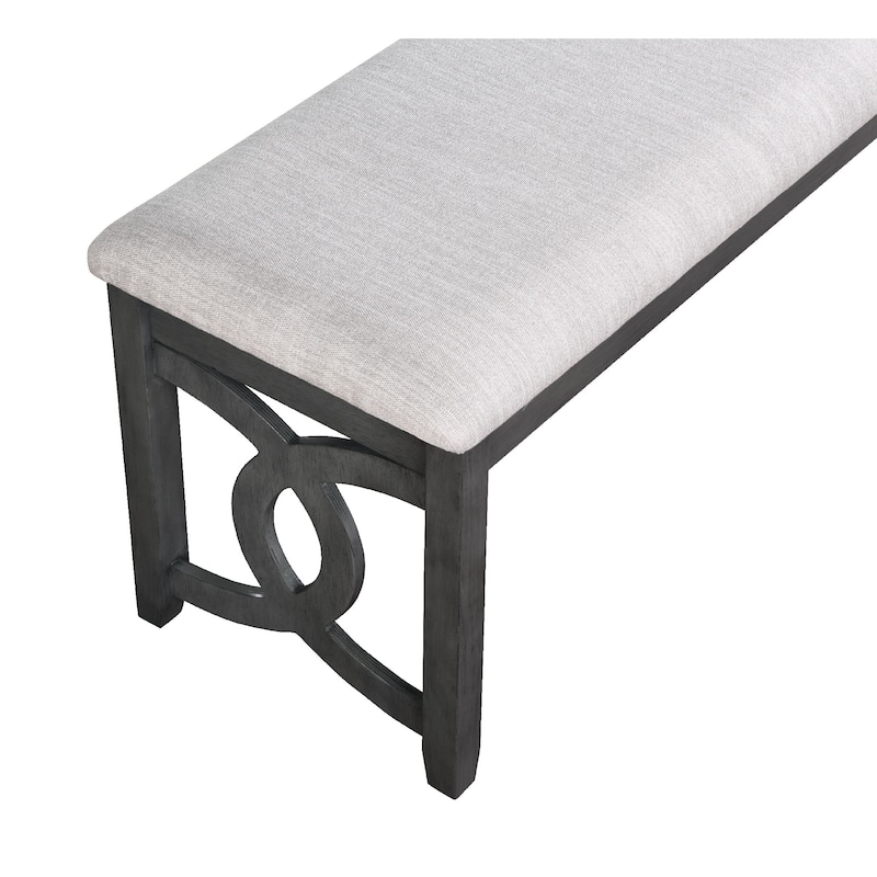 Gary 46 Inch Wood Bench, Fabric Seat, Ebony Brown