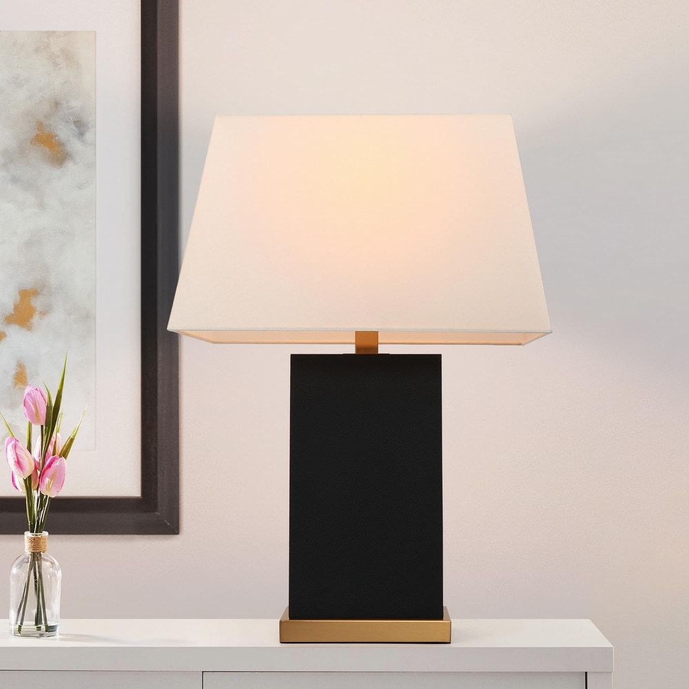 True Fine 16.5-in Black LED Touch Table Lamp with Fabric Shade in the Table  Lamps department at