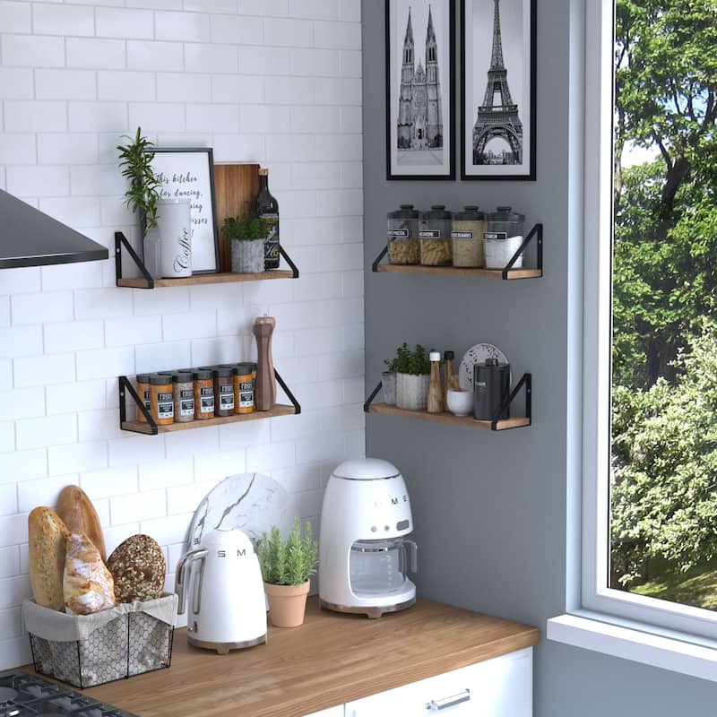 Wallniture Ponza 17inch Long, 4.5" Deep Wooden Shelves, Shelf for Kitchen