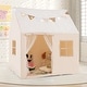 preview thumbnail 2 of 7, Beige Flannel Kids Playhouse with Glow Stars, Lights, Mesh Windows and Mat - 47" x 41" x 51" (L x W x H)