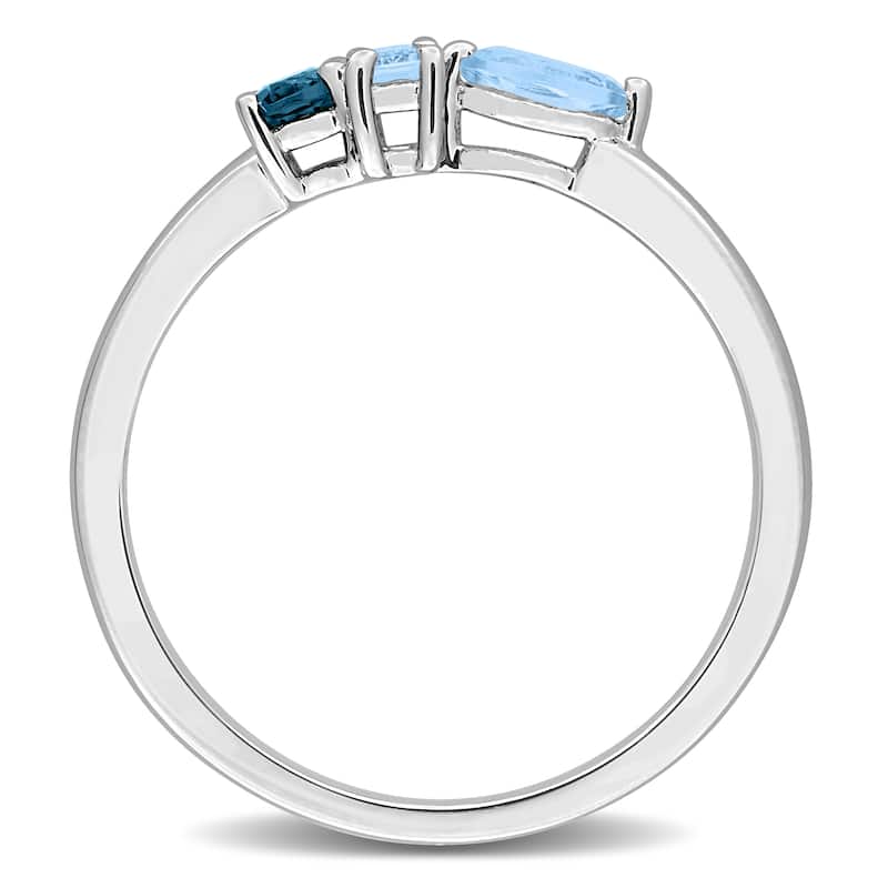 Miadora Multi-Gem Three Stone Ring Sterling Silver