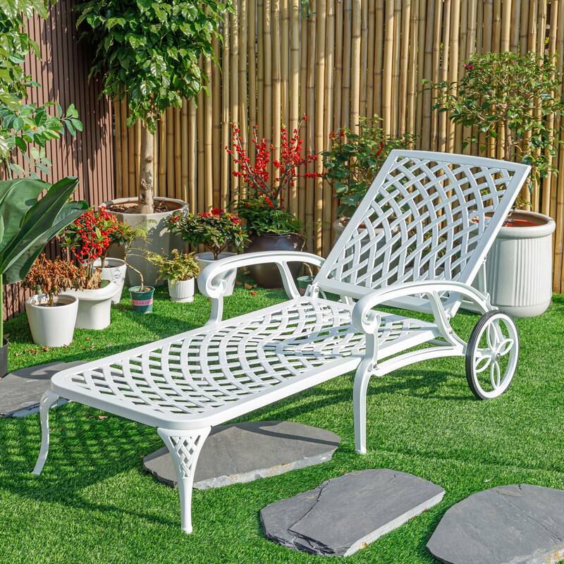 Cast Aluminum Outdoor Garden Bench - 53" - White