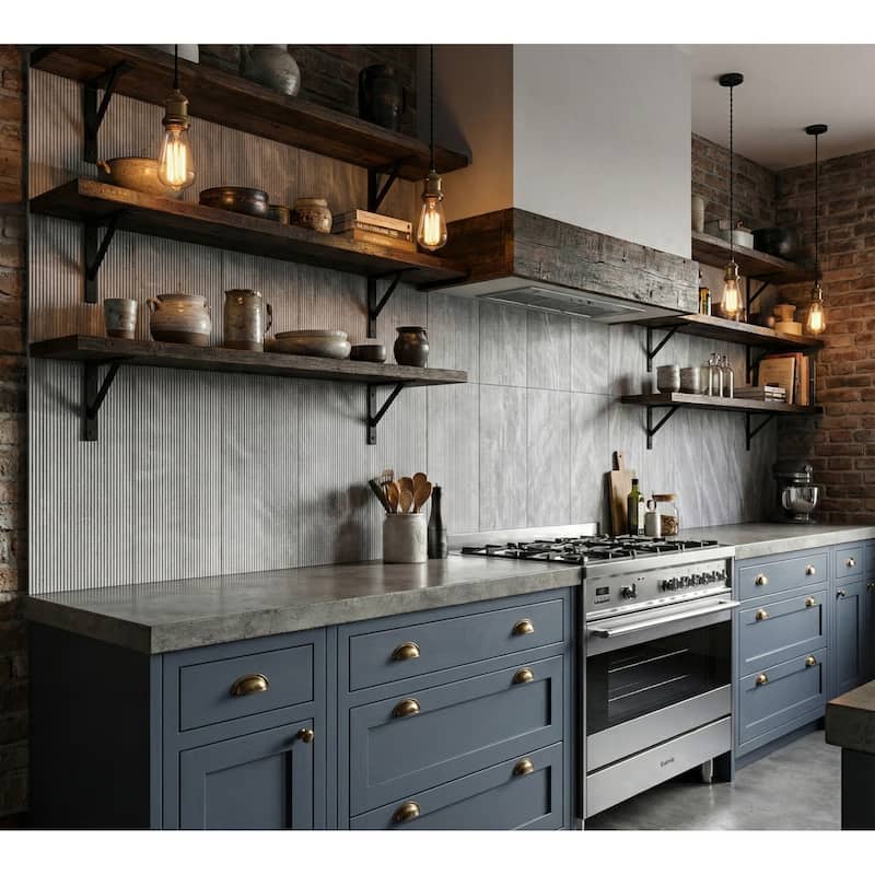 Roomfitters Carrara Marble Tile, OL Textured 3D Fluted Natural Stone for Wall, Genuine Marble, 4-Piece Box, Gray