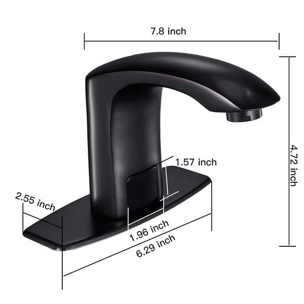 dimension image slide 2 of 3, Chrome Touchless Bathroom Faucet with Hole Cover Plate