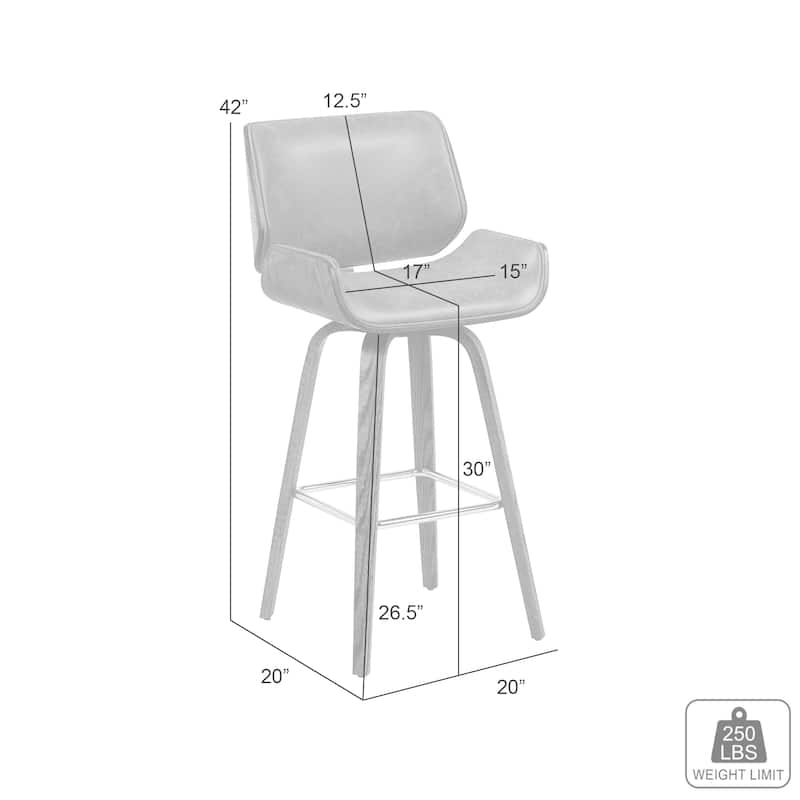 Tyler Mid-Century Swivel Bar Stool, Upholstered Counter Height Chair with Bentwood Legs