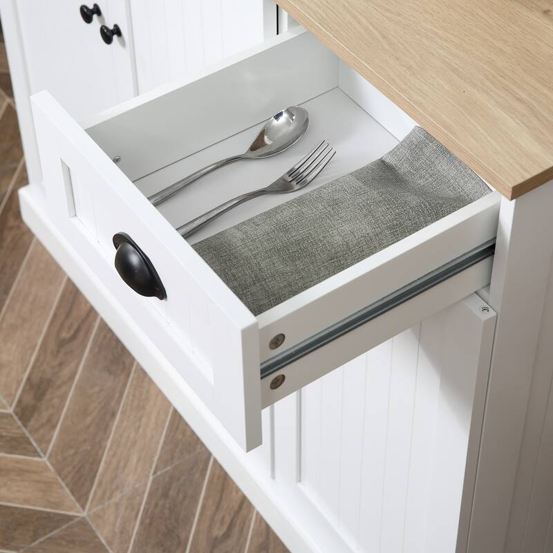 Kitchen Pantry Cabinet with 6 Doors, Freestanding Hutch Cabinet with Microwave Stand, Storage Cabinet with Adjustable Shelves
