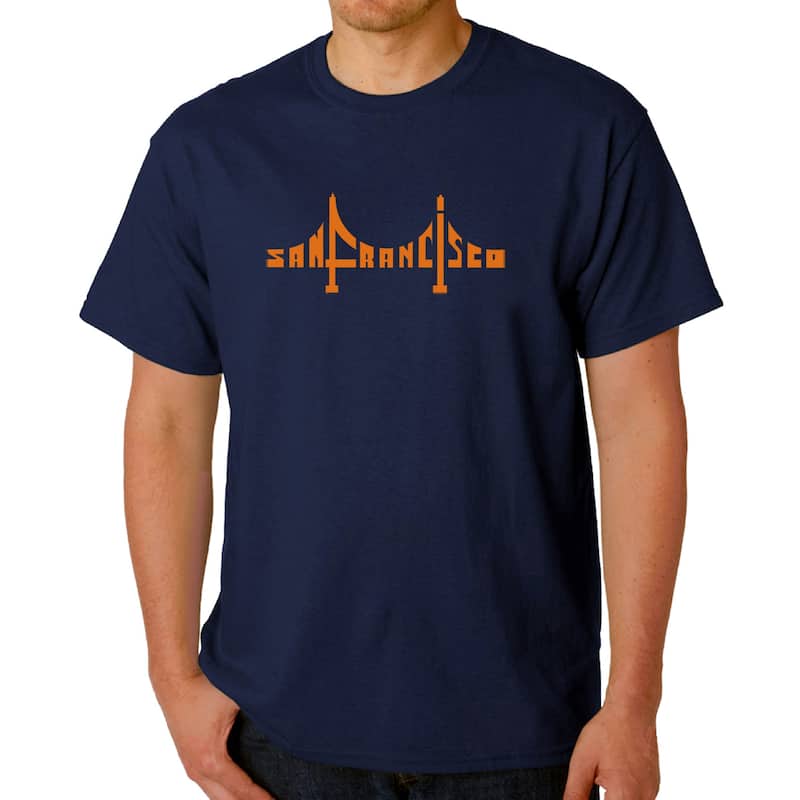 LA Pop Art Men's Word Art T-shirt - San Francisco Bridge - Navy - L