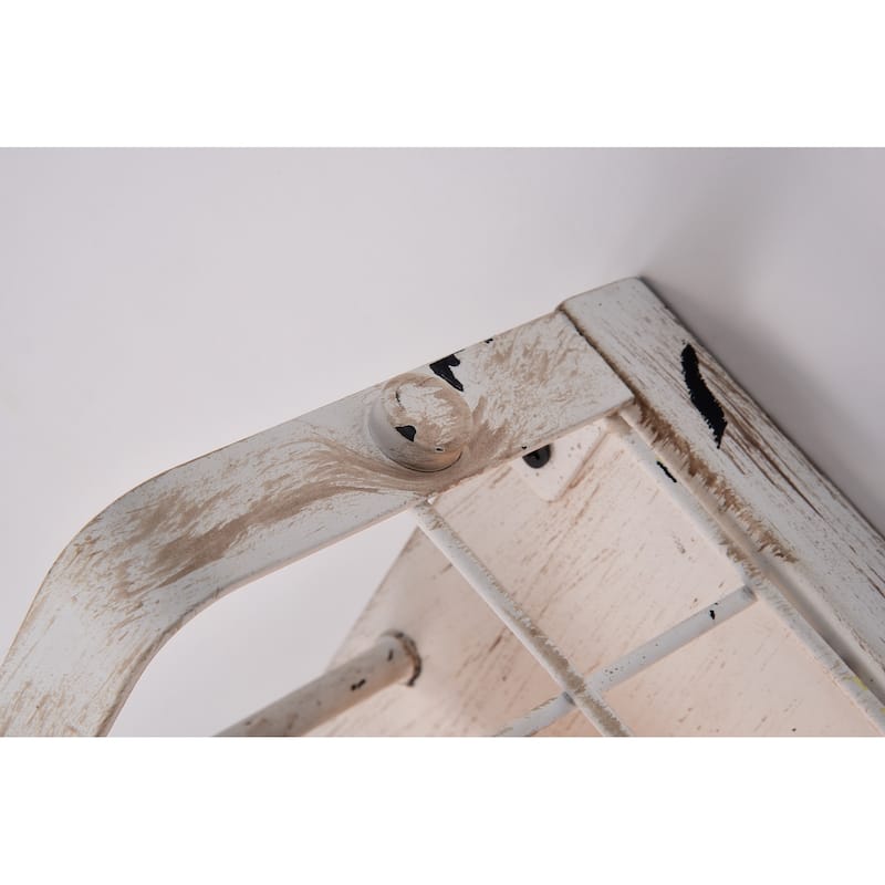 Antique White 3-Light Wood Caged Vanity