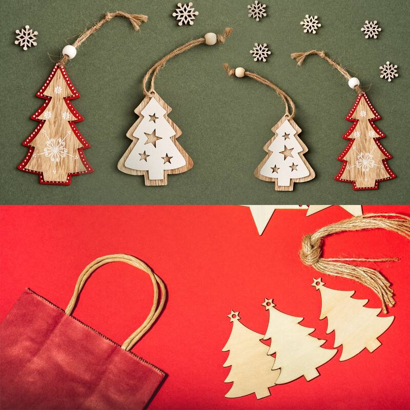 30 Pcs Wooden Christmas Ornaments Paintable Wooden Round Crafts