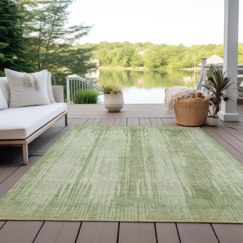 Machine Washable Indoor/ Outdoor Chantille Abstract Ombre Rug - Aloe - 8' x 10'
