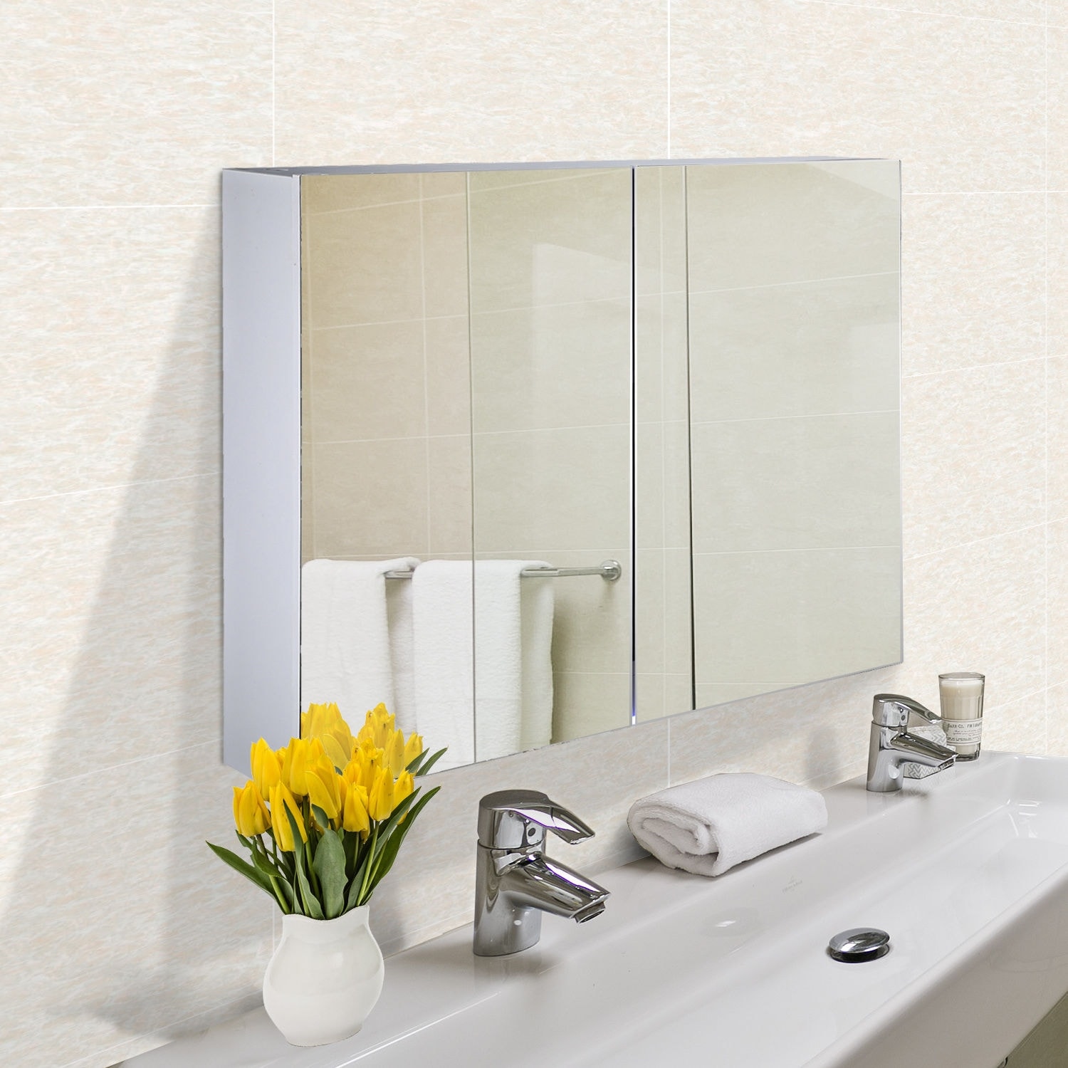 Bathroom mirror sales cabinet hinges