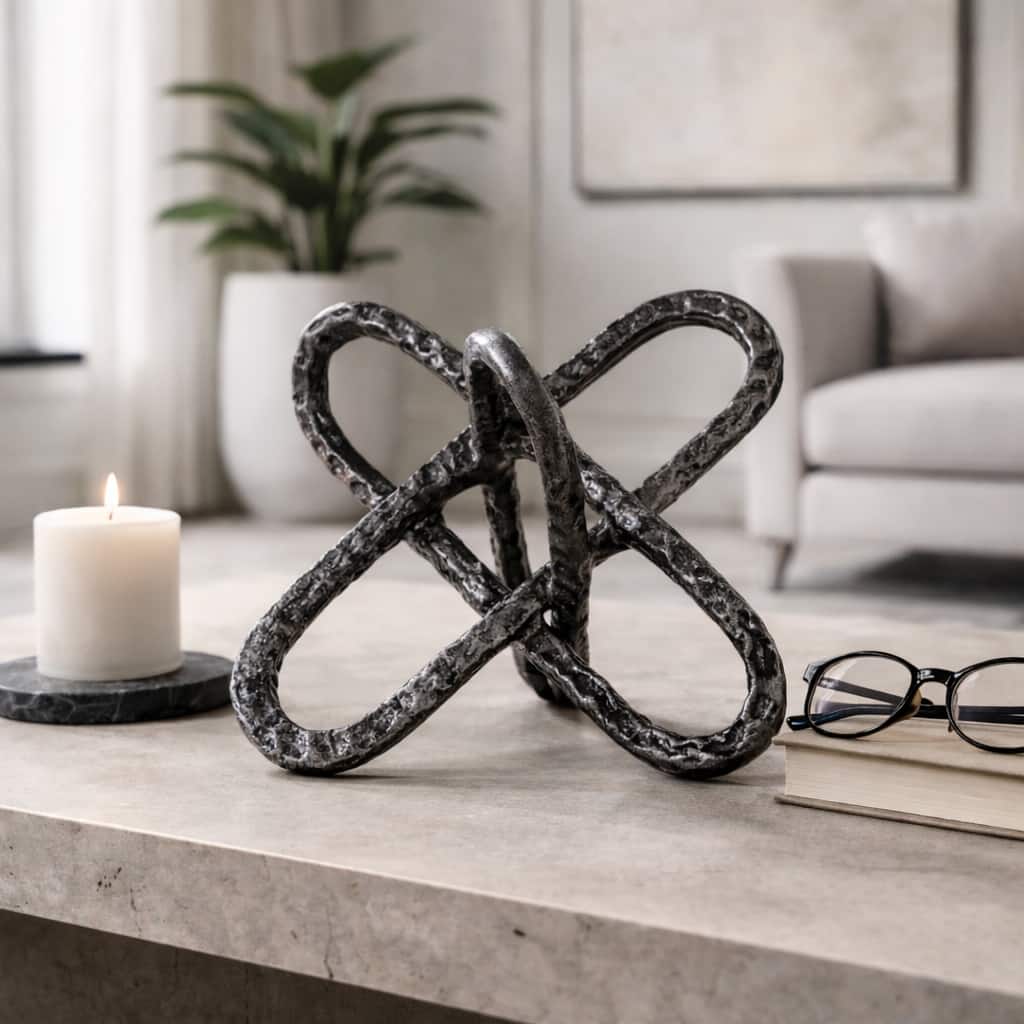 Contemporay Metal Round Edge Jack Decorative Object - 9.0"