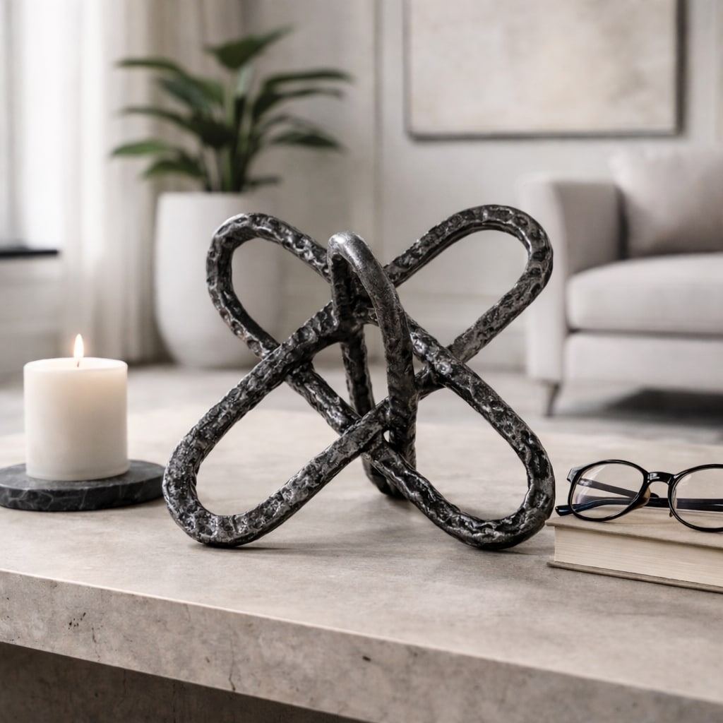 Contemporay Metal Round Edge Jack Decorative Object - 9.0"