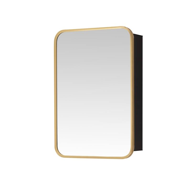 Talayuela Rectangular Aluminum Framed Medicine Cabinet with Mirror - 16"W x 24"H - Brushed Gold Frame