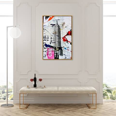 Oliver Gal 'Empire 2' Cities and Skylines Wall Art Framed Canvas Print United States Cities - Gray, White
